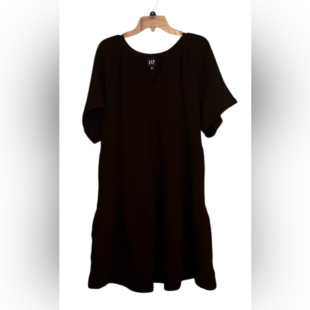 Black Crinkle Gauze Mini Swing Dress GAP Sz XXL 2XL Like NEW